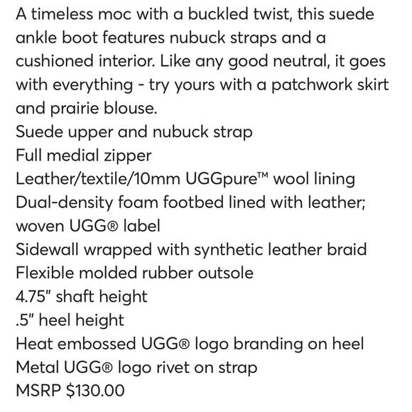 UGG Sloane Harness Booties, Women’s Size 7.5, Tan, NIB - Picture 8 of 8